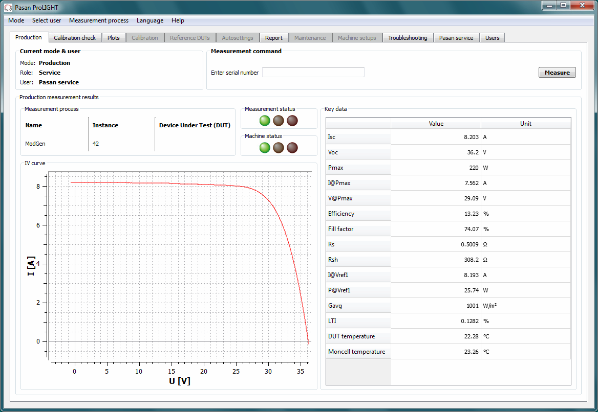 Solar module measurement software ProLIGHT Solar module measurement software ProLIGHT