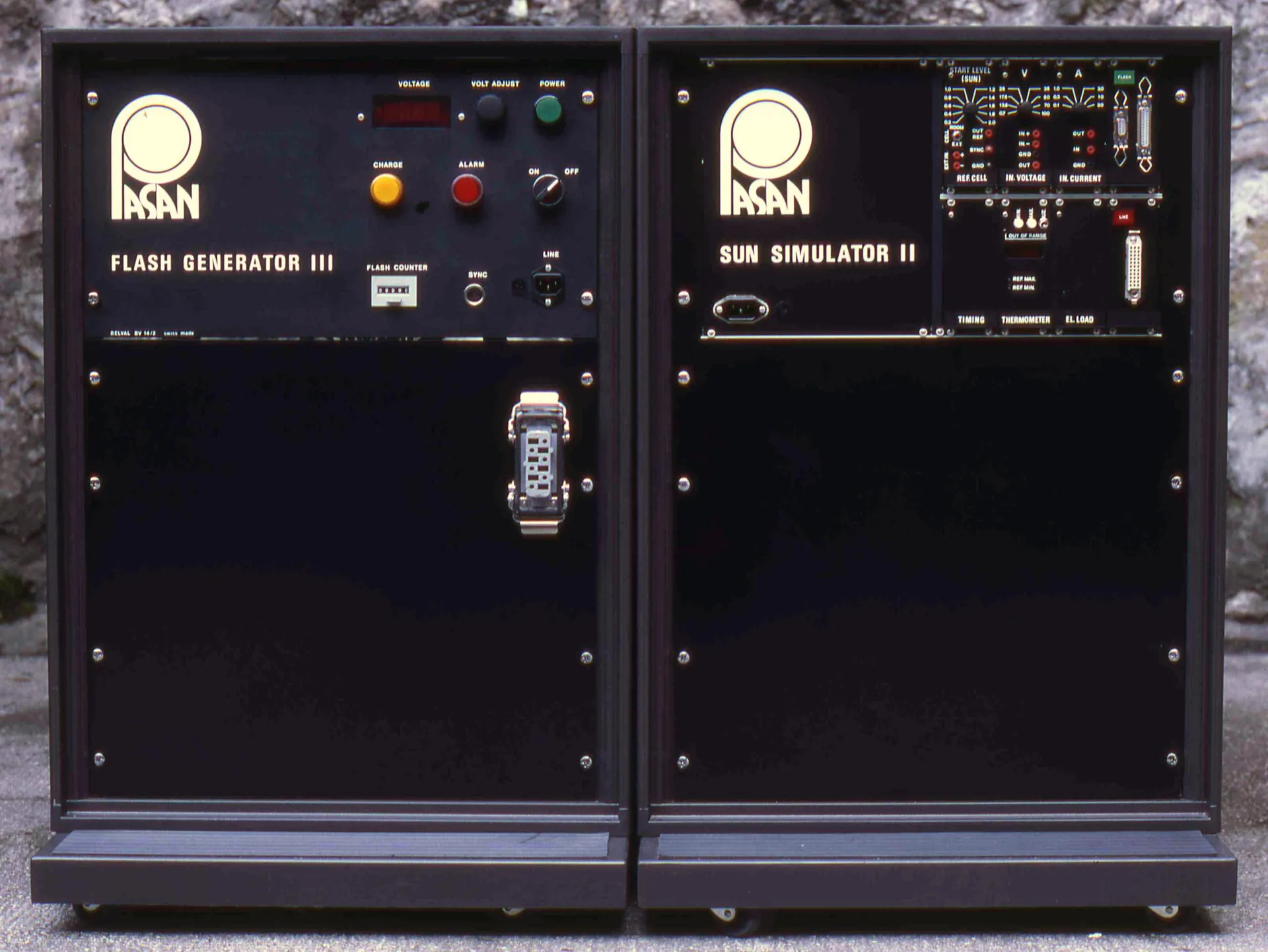Early Pasan Sun Simulator II and Flash Generator III front panels